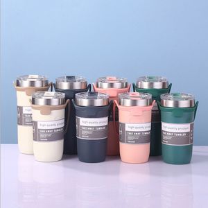 Paslanmaz Çelik Take-Away Tumblers 550/710ml Araba Kupası Kahve Kupa Termos Kupası İçme Şişesi Vakum Yalıtım Kupaları Buz Kupası Silikon Tutma ZL1255