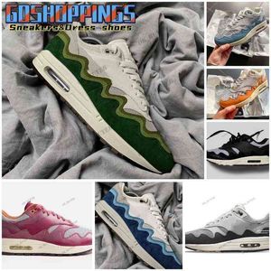 2022 Patta x 1 Homens Mulheres Correndo Sapatos Moda Metálica Prata Puro Platinum Ruído Aqua Monarca Cinza Preto Mens Ao Ar Livre Esportes Sneakers