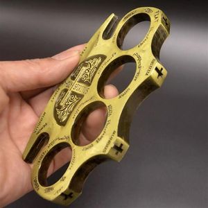 Weight About 220-240g Metal Brass Knuckle Duster Four Finger Self Defense Tool Fitness Outdoor Safety Defenses Pocket EDC Tools Ge2511