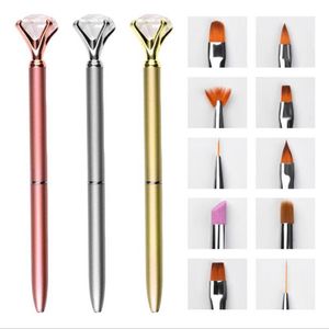 Wholesale metal cuticle remover resale online - Nail Brushes pc Art Pen Brush Set Replace Head Metal Diamond Cuticle Remover Crystal Flower Drawing Painting Liner Design Tool220d