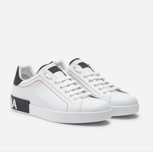 22S utomhussportskor !! Perfekt kalvskinn Nappa Portofino Sneakers White Leather Casual Walking Trevliga tränare EU38-46 med låda