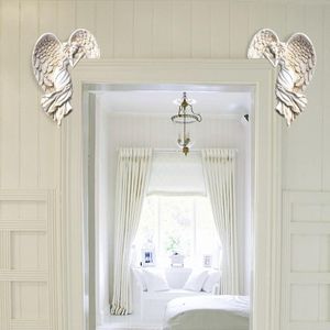 Decorative Flowers & Wreaths 1Pair Door Frame Angel Wing Sculpture Simulation Goddesses Angle Posture Fireplace Classical Action Statue R I0