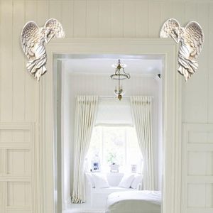 Dekorativa blommor kransar 1Pair Door Frame Angel Wing Sculpture Simulation Goddesses Vinkel Posture Pise Classical Action Staty R I0