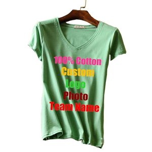 Cotton v Neck Summer Summer Sleeve Women T Shirt Made P o تصميم نص مطبوع أنثى صلبة فارغة T Tees Tops 220621