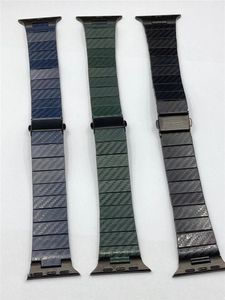 Luxury Carbon Fiber Pattern Wrist Rem Armband för Apple Watch Series 7 6 5 4 3 2 SE PPS Link Band Iwatch 40mm 41mm 45mm