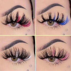 Renk Kirpik Vizon 3D Sahte Lashes Doğal Uzun 25mm Renkli Kirpik Kirpik Parti Makyaj Seti Renkli Yanlış Göz Kirpikler 30 Çift