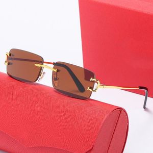 2021 nuevas gafas de sol de Metal sin montura cuadradas grandes C gafas de sol de lujo para hombre gafas de sol Carter gafas de sol marca oculos de sol