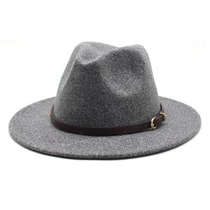 Kvinnors Mössor Vinter Höst Mjuk Ull Fedoras Hattar Med Läder Bälte Klassisk Solid Jazz Trilby Kepsar Panama Party Wedding Cap