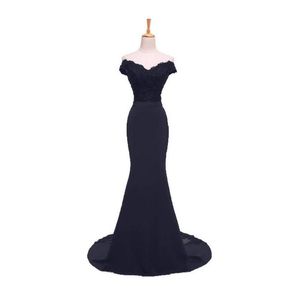 Neues Real Picture Meerjungfrau-Abendkleid 2022, perlenbesetzt, schmal, Satin, lange Ballkleider mit Applikationen, schulterfrei, Verlobungsgastkleid, elegante formelle Damen-Partykleider