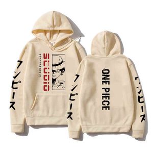 Studio męskie luffy One Place Anime Prints Pullover Hoodies Fashion Crewneck bluzy HARAJUKU Y220713