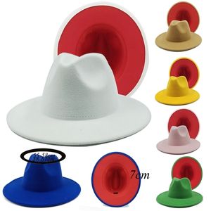 레드 하단 fedoras 망 모자 재즈 카우보이 여성과 남성을위한 양면 컬러 캡 탑 모자 도매 220718