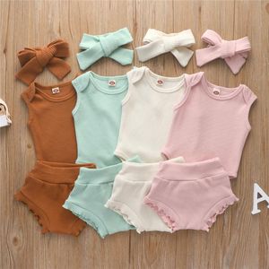 Conjuntos de roupas de 0 a 24 meses nascidos meninas de 2 peças de 2 peças configuradas para criança verão colorida de malha de malha de malha de malha