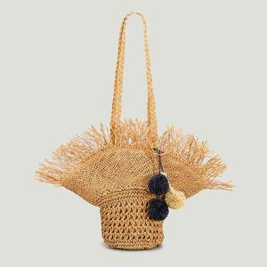 Beach Straw Hat Shoulder Bag for Women Tassel Basket Bag Fashion Tote Summer Shopper Underarm Bags Hollow Handbags Purses 2022 G220531