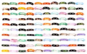 Wholesale Bulk Lots Womens 50Pcs Smoothy Mixed color Stone Finger Rings Band Couple Wedding Engagement Mens FREE 220413