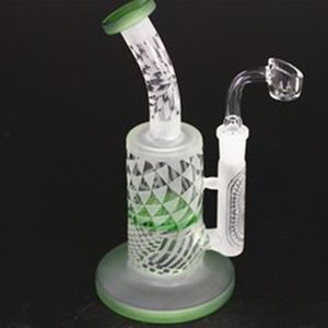 NYHETSET FROSTED Rasta Recycler Glass Water Pipe Hookahs 8 Inch Heady Dab Oil Rig med stora rökrör