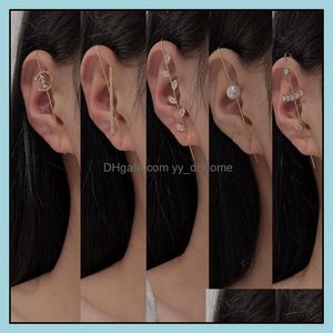 Diğer Küpe Takı Moda Benzersiz Katip Kanca Kızlar İçin Dikilen Altın Hipoalerjenik Küpe Rhinestone Ear C518F Dhili