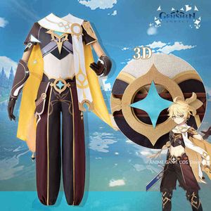 Viaggiatore Aether Anime Genshin Impact Cos Vestiti Cos Vestiti Set completo Animazione Costume Cosplay Uomo Vestito Maschile Halloween Outfit J220720