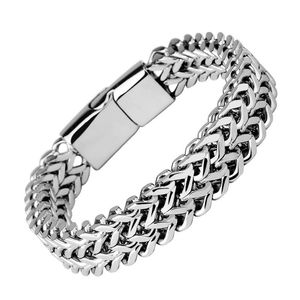 Bracciale rigido intrecciato a catena in acciaio al titanio di alta qualità, gioielli da uomo Hip Hop Party Rock