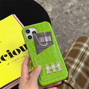Crocodile Mönster Rhinestone Card Phone Case för Apple 12 13Promax iPhone11 Mini Leather XS XR 8P Telefonfodral