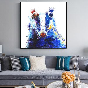 Akvarell Badger Animal Pictures Posters And Prints Canvas Målning Väggkonst för heminredning Skriv ut för vardagsrum Ingen ram