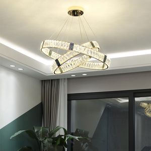 Modern crtstal vardagsrum ljuskronor lampa lyxguld led sovrum hängande lampa design ring cristal hem dekoration ljus fixtur