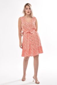 プラスサイズのドレスアプセン女性パターンベルト詳細な夏のミニ大きなドレス4425/85