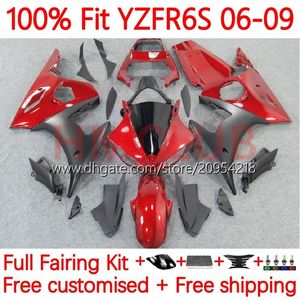 ヤマハYZF-R6S YZF600 YZF R6 S 600 CC 06-09ボディワーク10NO.6 YZF R6S 600CC YZFR6S 06 07 08 09 YZF-600 2006 2008 2008 2009 OEM Fairing Kit Red Black Red Black Led Black Led Black Led Black Led Black Black-600