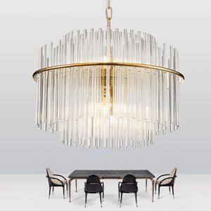 Italiensk skenande kristallhänge lampor europeiska lyxiga pendellampor fixtur American Modern Glass Tubes Droplight LED Lamp vardagsrum hem inomhusbelysning