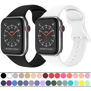 Silicone Apple Watch tiras para a série Iwatch 7/6/5/4/3/2/1/se 38/40/41mm 42/44/45mm Boretas de fivela de borboleta