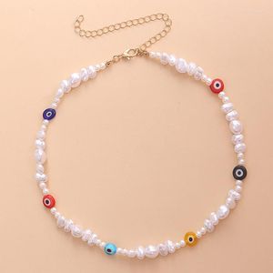 Chokers Bohemian Blue Flowel Wzór koralików Naszyjnik biały imitacja Pearl Mix i mecz projektowy Choker Biżuter