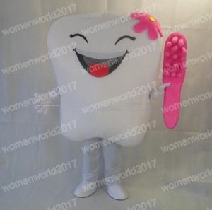 Halloween urocze zęby i różowa szczoteczka do zębów Mascot Costume Cartoon Bunny Stroje Suit Karnawał Dorosy Party Urodzin