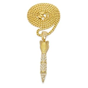 Anhänger Halsketten Hip Hop Bling Out Volle Strass Darts Anhänger Halskette Für Männer Schmuck Mit 5mm 28