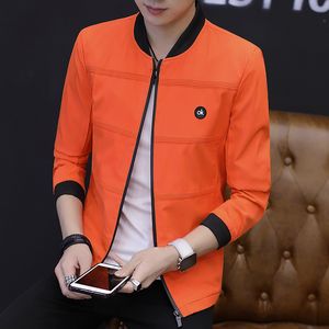 giacca primavera autunno uomo arancione nero light navy 4 colori mens bomber giacca moda uomo giacca a strisce 3xl slim fit 201104