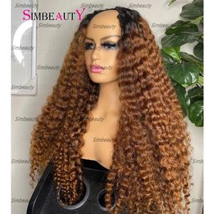 Golden Brown 100 ٪ HINDY HEAR HIRCH 1X4 U PART PART for Black Women 250 Density Long Glueless Open Virts wigs with 6Clips