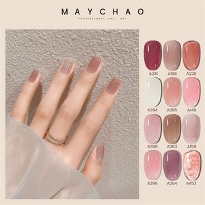 MAYCHAO 7ml Jelly Transparent Nude Art Manicure Top Coat Semi Permanent Soak Off UV Nail Gel Polish 220620