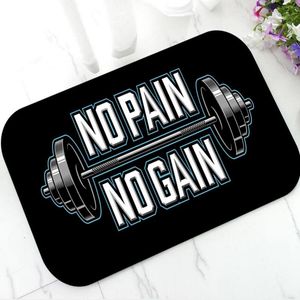 Mattor Cool No Pain Gain Welcome Doormat For Gym Bathrooom Bodybuilding Workout Quote Door Mat Rug Train Fitness Toalettdekor 50x80Carpets