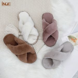 INOE Weiches Plüschfell für Damen, modisch, gemütlich, Winter-Hausschuhe, bequem, warm, Zuhause, faul, Freizeitschuhe, gemütliche Slip-on-Haus-Freizeit-Wohnungen, G220816