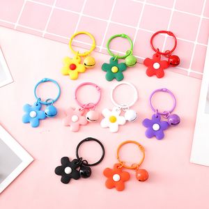 Liten Candy Flower Keychain Girl Cute Bell Keyring Women Party Bag Jewelry Pendant Trinket Car Key Holder Charms