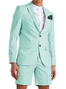 Wholesale green suits for wedding for sale - Group buy Men s Suits Blazers Fashion Summer Aqua Green Tailored Men Suit Short Pants Beach Groom Casual Business Wedding Piece Jacket SetMen s