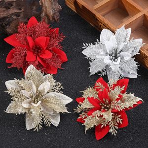 New artificial Christmas poinsettia flower Christmas and Year party floral decoration tree decorations