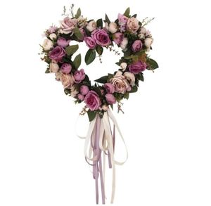Dekorative Blumenkränze Kunstsimulation Rosenkranz herzförmige Girlande handgemachte florale künstliche Pfingstrose für HDdekorativ