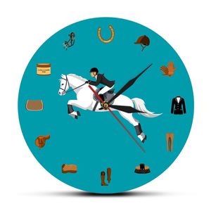 Väggklockor Equestrian Sport Equipment Set Modern Clock Horse Riding Gear Tack Accessories Watch Equestrianism Lover GiftsWall CLOCKSWALL