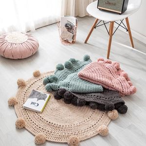 Carpets Round Room Rug Nordic Carpet Around 90x90cm Solid Yarn For Knitting Bedroom Children's Spherical Decoration AlfombraCarpets