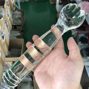 Enorme vidro Dildo G Spot Stimulation Transparente Punho Cristal Masturbador anal Massager Anal Big Sexy Brinquedos.