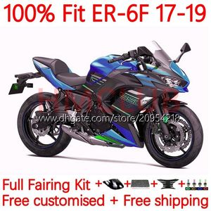 Oem Iniection Stampo Carementi per Kawasaki Ninja 650R ER 6F 6 F ER6F 17 18 19 20 Bodywork 18no.65 Ninja650r ER6 F Cowling ER-6F 2017 2018 2019 2020 Body Kit Blue Black