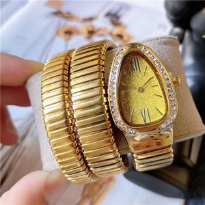 腕時計ブランド腕時計女性ガールレディーススネークシェイプダイヤモンドスタイル高級スチールメタルバンドクォーツ時計 B10Wristwatches