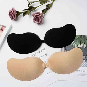 5PC 보이지 않는 푸시 업 브래지어 Backless Strapless 브래지어 원활한 전면 폐쇄 Bralette 속옷 여성 셀프 접착 실리콘 스티커 BH Y220725