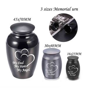 To My Dad My Hero My Angel Engraved Cremation Jewelry for Ashes Memorial Jar Human Ash Urns Stainless Steel Y220523