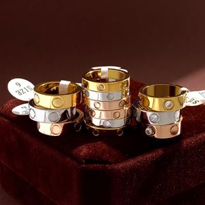 Miłość Pierścień Śruba Pierścień Mężczyźni Ice Up Pierścionki Klasyczny Klasyczny Diament Zaręczynowy Biżuteria Ślubna Kobiety Stal nierdzewna 18k Pozłacane różowym złotem Akcesoria Hurtownia