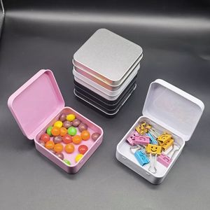 Metal Black Square vazio de latas de articulação contêineres de caixa de alumínio Mini Candy Gift Mint Mint Organizer Storage Container Tin lata